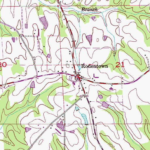 Topographic Map of Rodentown, AL