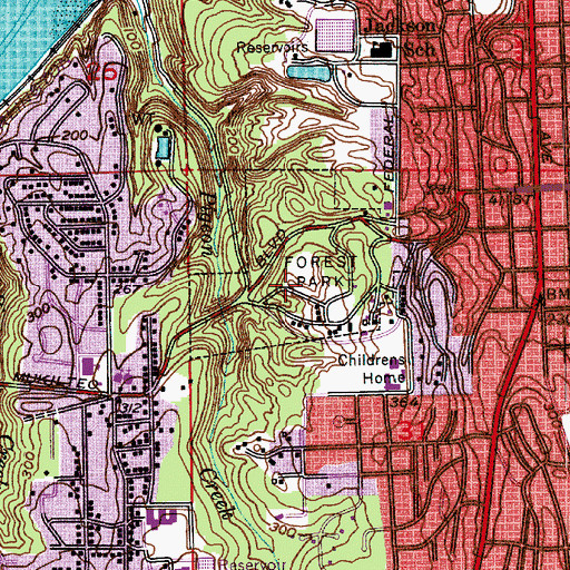 Topographic Map of Forest Park, WA