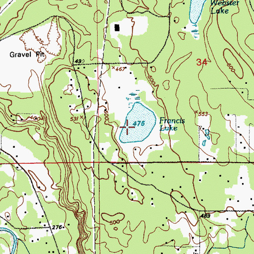 Topographic Map of Francis Lake, WA