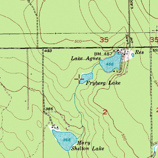 Topographic Map of Fryberg Lake, WA