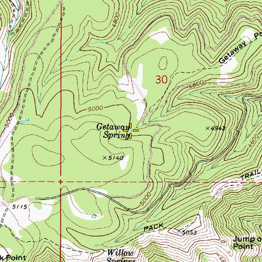 Topographic Map of Getaway Spring, WA