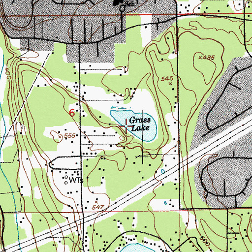 Topographic Map of Grass Lake, WA