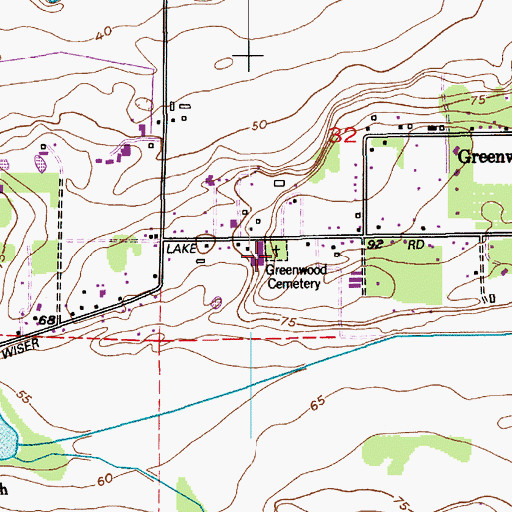 Topographic Map of Greenwood Cemetery, WA
