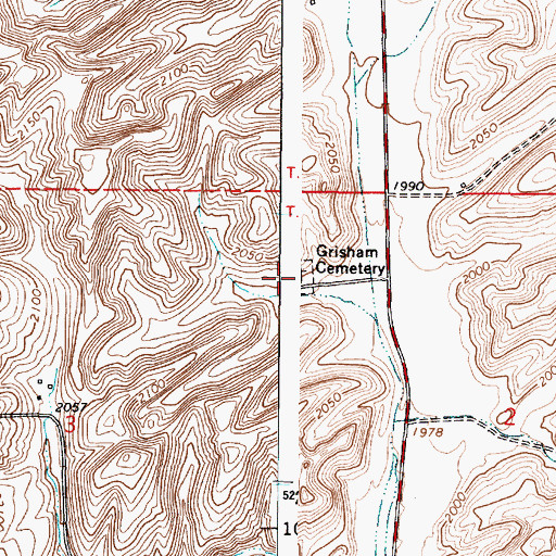 Topographic Map of Grisham Cemetery, WA