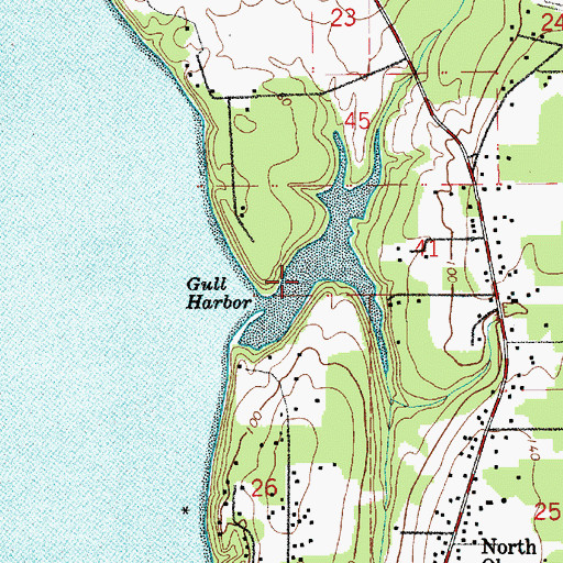 Topographic Map of Gull Harbor, WA