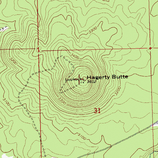Topographic Map of Hagerty Butte, WA