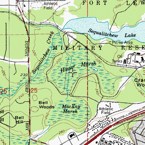 Topographic Map of Hanner Marsh, WA