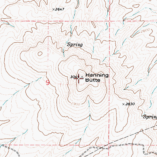 Topographic Map of Hanning Butte, WA