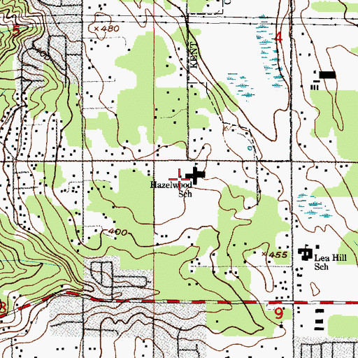 Topographic Map of Hazelwood Elementary School, WA
