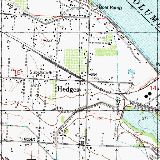 Topographic Map of Hedges, WA