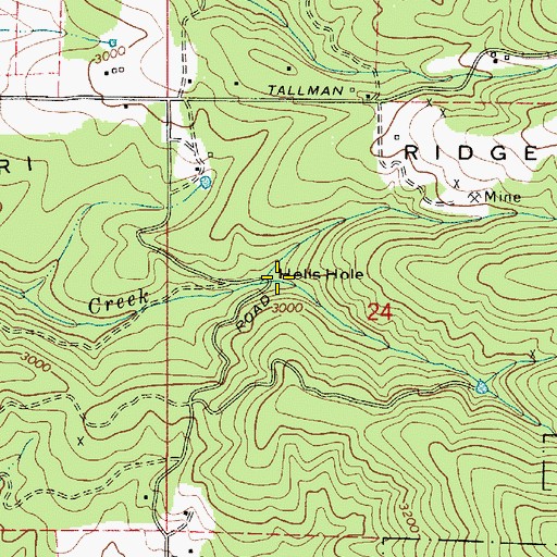 Topographic Map of Hells Hole, WA