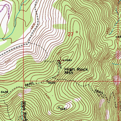 Topographic Map of High Rock Mountain, WA