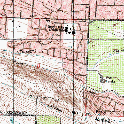 Topographic Map of Highland Feeder Canal, WA