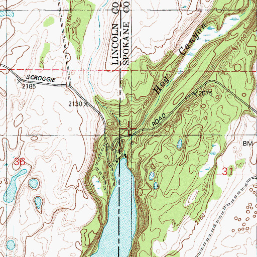Topographic Map of Hog Canyon, WA