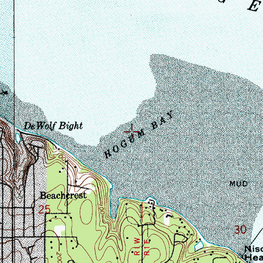 Topographic Map of Hogum Bay, WA