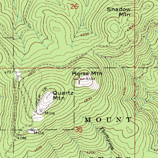 Topographic Map of Horse Mountain, WA