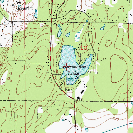 Topographic Map of Horseshoe Lake, WA