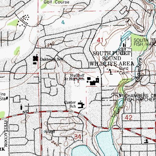 Topographic Map of Hudtloff Middle School, WA