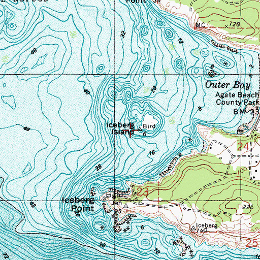 Topographic Map of Iceberg Island, WA