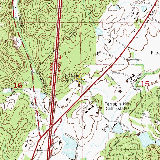 Topographic Map of Willow Spring, AL