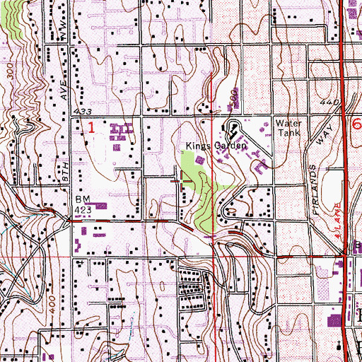 Topographic Map of Kings Garden, WA