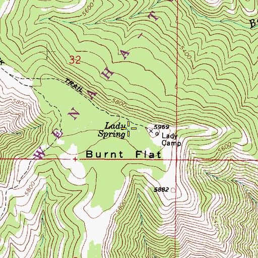 Topographic Map of Lady Spring, WA