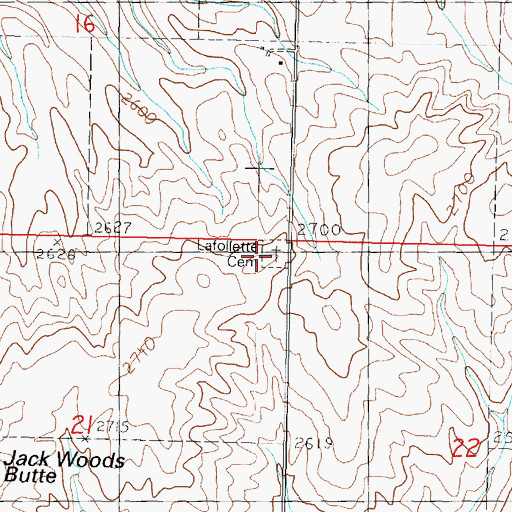 Topographic Map of Lafollette Cemetery, WA
