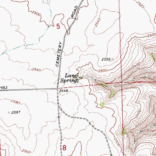 Topographic Map of Lane Spring, WA