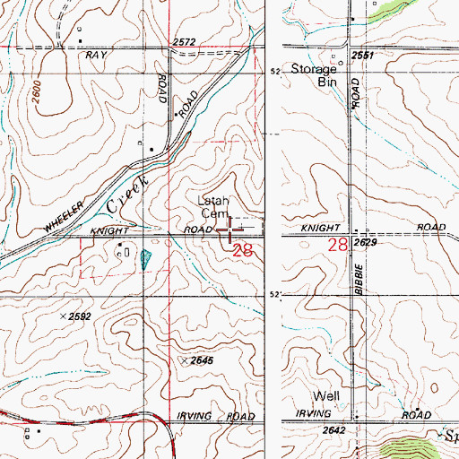 Topographic Map of Latah Cemetery, WA