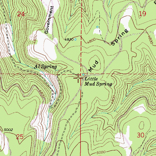 Topographic Map of Little Mud Spring, WA
