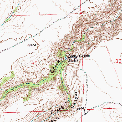 Topographic Map of Logy Creek Falls, WA