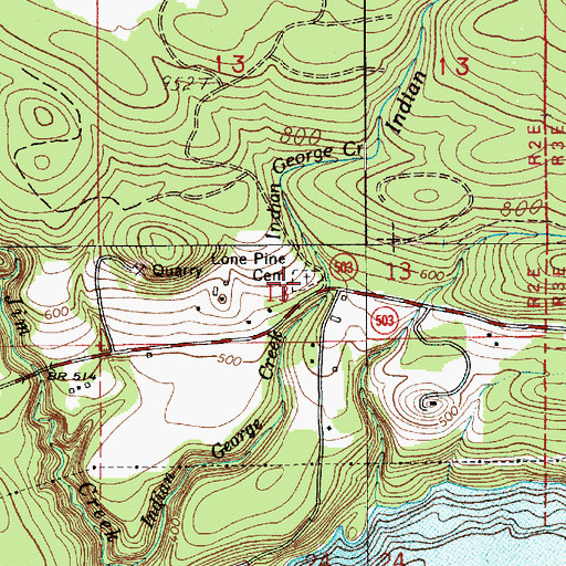 Topographic Map of Lone Pine Cemetery, WA