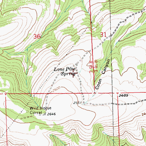 Topographic Map of Lone Pine Spring, WA