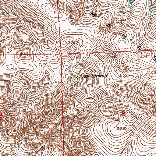Topographic Map of Lost Spring, WA
