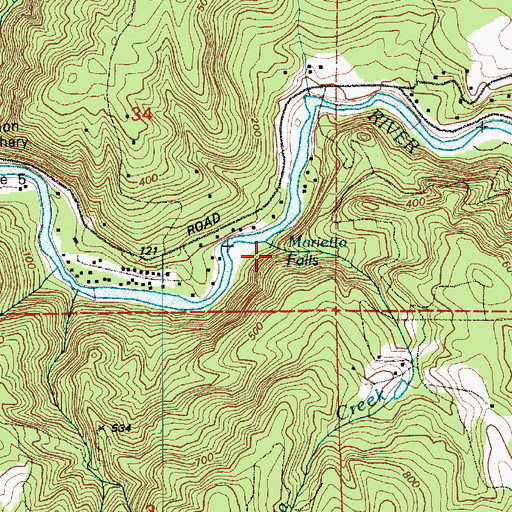 Topographic Map of Marietta Falls, WA