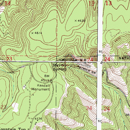 Topographic Map of Martin Spring, WA