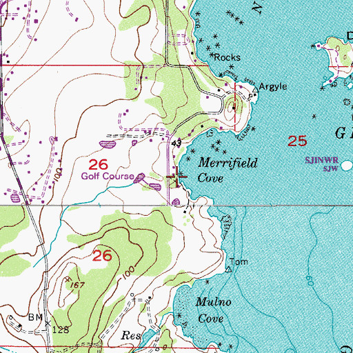 Topographic Map of Merrifield Cove, WA