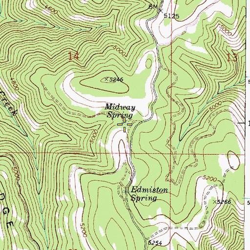 Topographic Map of Midway Spring, WA