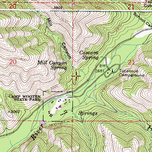 Topographic Map of Mill Canyon, WA