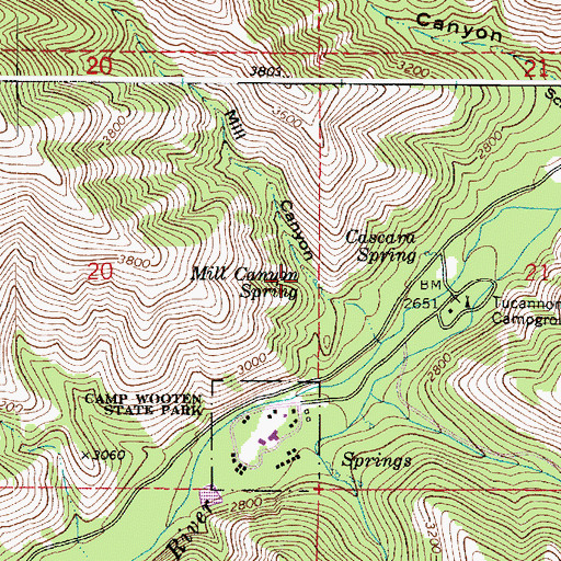 Topographic Map of Mill Canyon Spring, WA