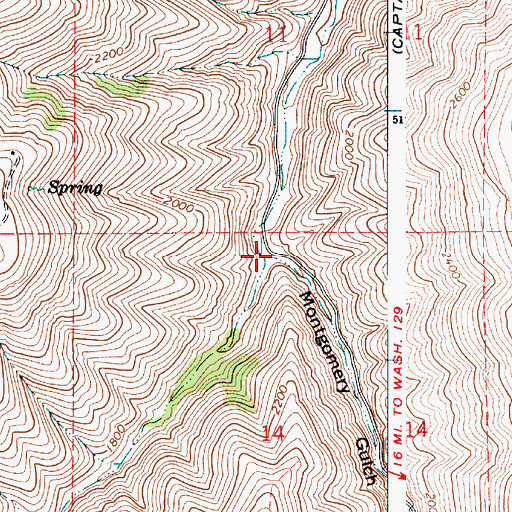 Topographic Map of Montgomery Gulch, WA