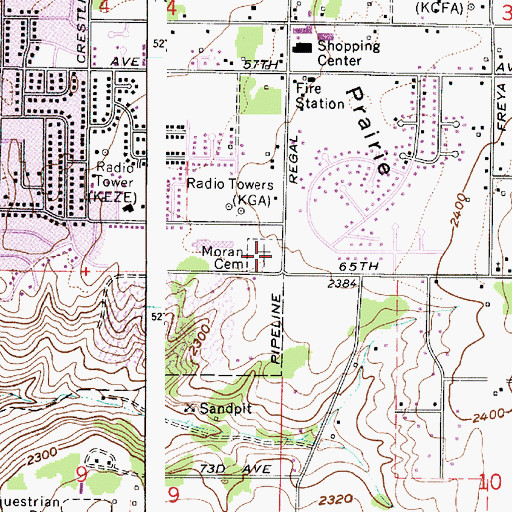 Topographic Map of Moran Cemetery, WA