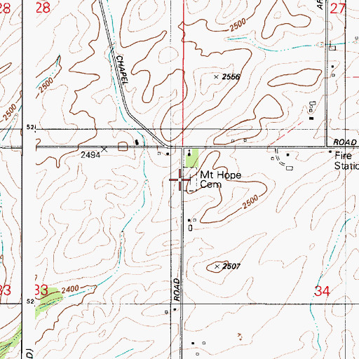 Topographic Map of Mount Hope Cemetery, WA
