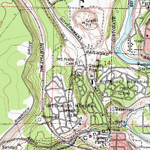 Topographic Map of Mount Nebo Cemetery, WA