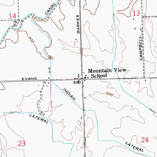 Topographic Map of Mountain View School, WA