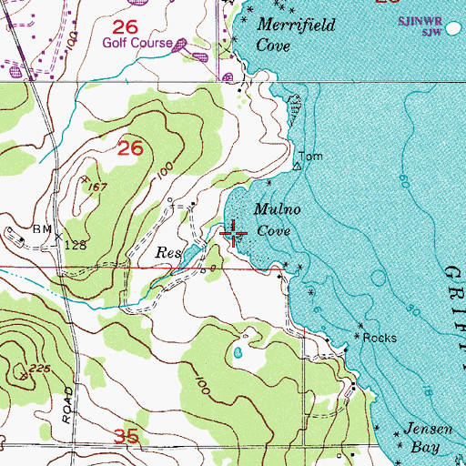 Topographic Map of Mulno Cove, WA
