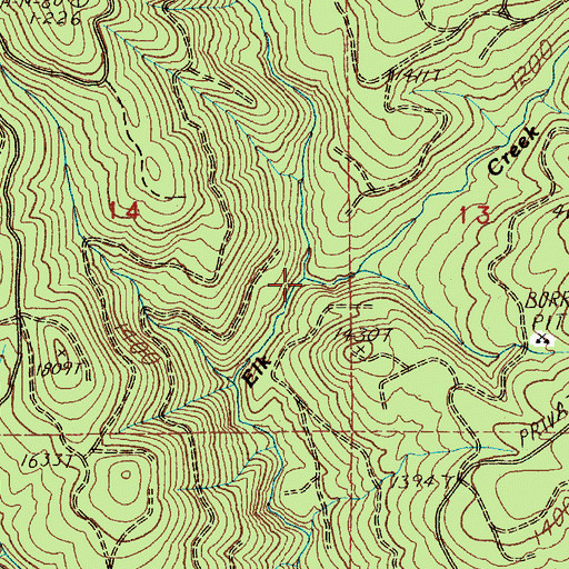 Topographic Map of North Fork Elk Creek, WA