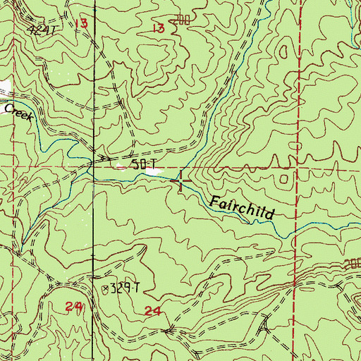 Topographic Map of North Fork Fairchild Creek, WA