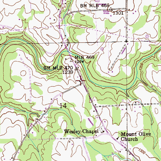 Topographic Map of Little Country Church, AL