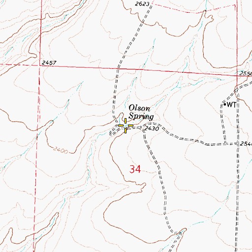 Topographic Map of Olson Spring, WA